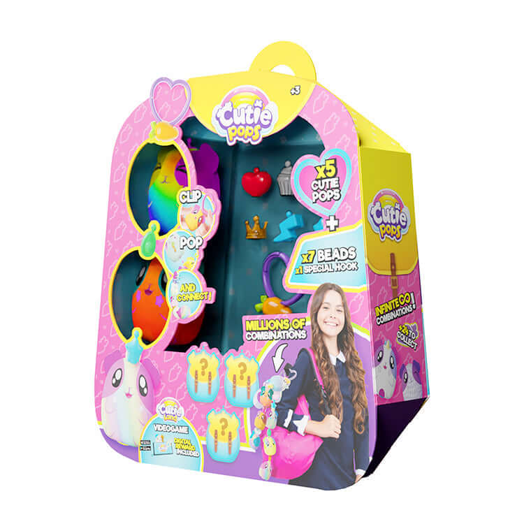 Cutie Pops 5-Pack Surprise Mini Plush with accessories and beads in colorful packaging.