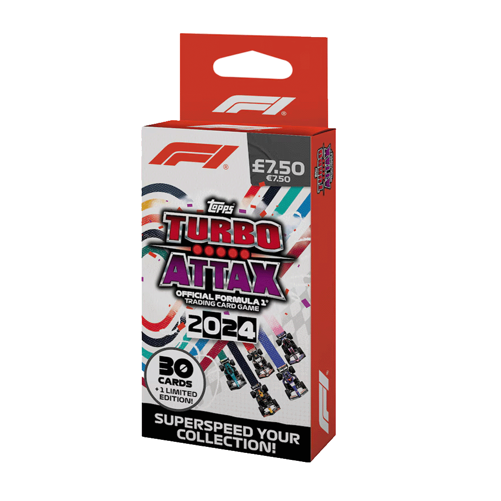 Topps Turbo Attax Official Formula 1 Trading Card Game 2024 Eco Value Box with 30 cards and 1 limited edition card.