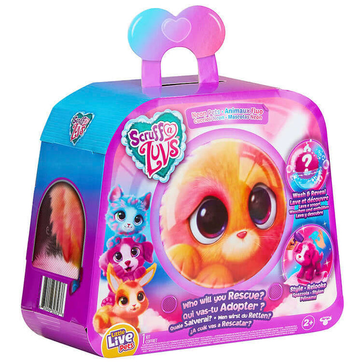 Little Live Scruff-A-Luvs S11 Neon Pets Single Pack box showing mystery pet inside.