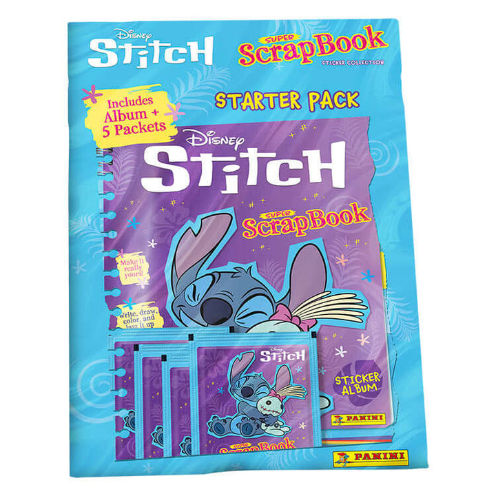 Disney Stitch Super ScrapBook starter pack featuring album and sticker packets for creative fans.