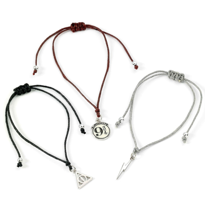 Harry Potter Platform 9 3/4,Lightning Bolt &amp; Deathly Hallows Friendship Bracelet Set