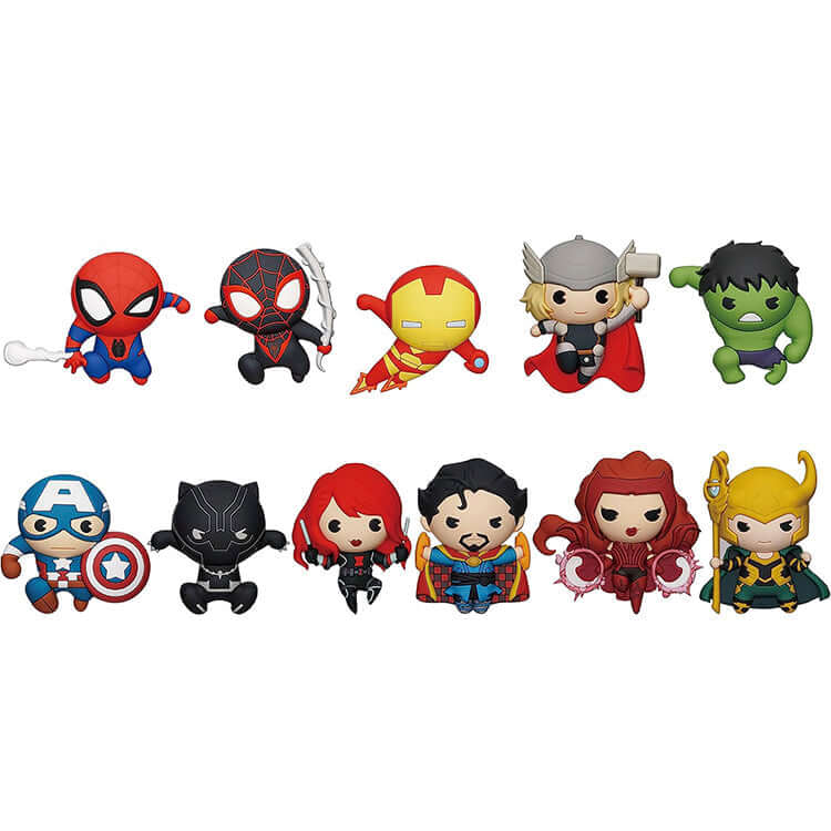 Marvels Classic 3D Collectable Keychains featuring popular Marvel characters in 3D foam.