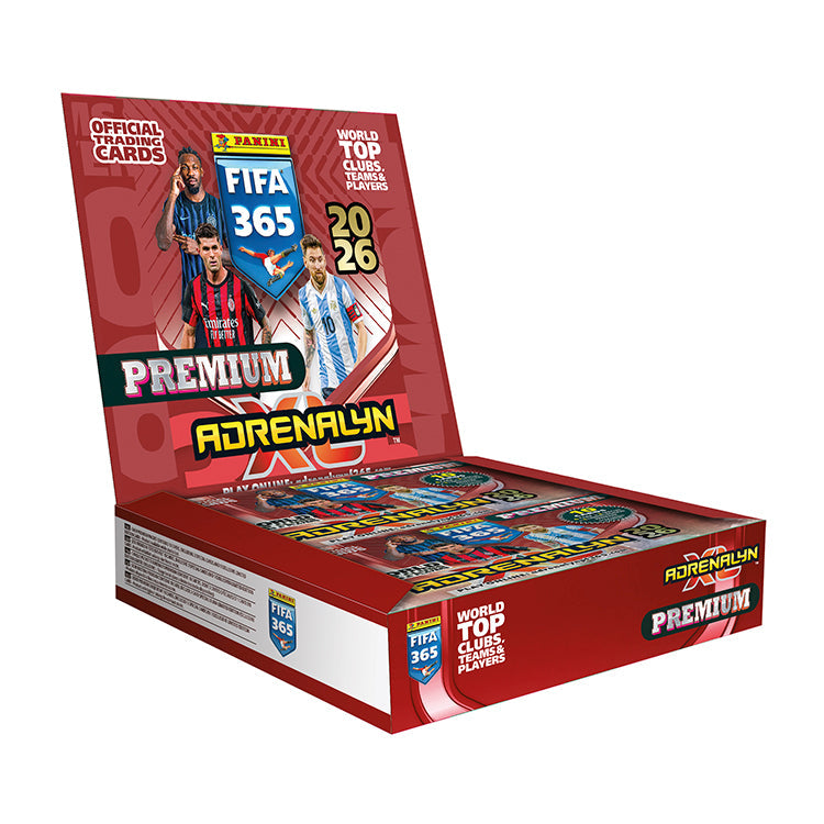 FIFA 365 2025/26 Adrenalyn XL Trading Card Collection premium box with official trading cards.