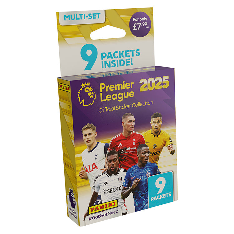 Premier League 2025 Official Sticker Collection multi-set with 9 packets for only £7.99 by Panini.