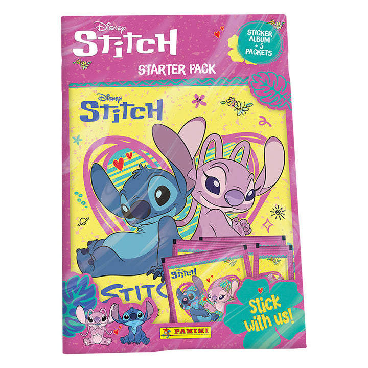 Stitch and Angel sticker collection starter pack featuring Stitch and Angel characters by Panini.