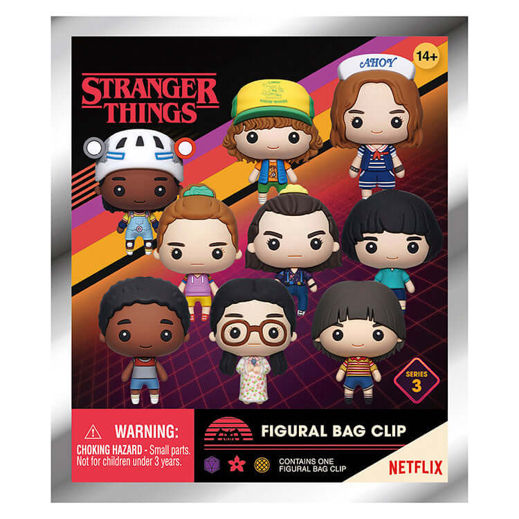 Stranger Things Series 3 3D Collectable Keychains featuring popular characters in a vibrant design.