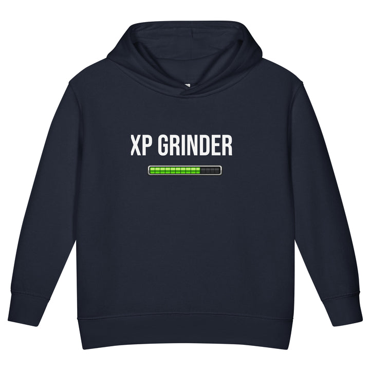 XP Grinder Toddler fleece pullover hoodie featuring a progress bar design for playful style and comfort.