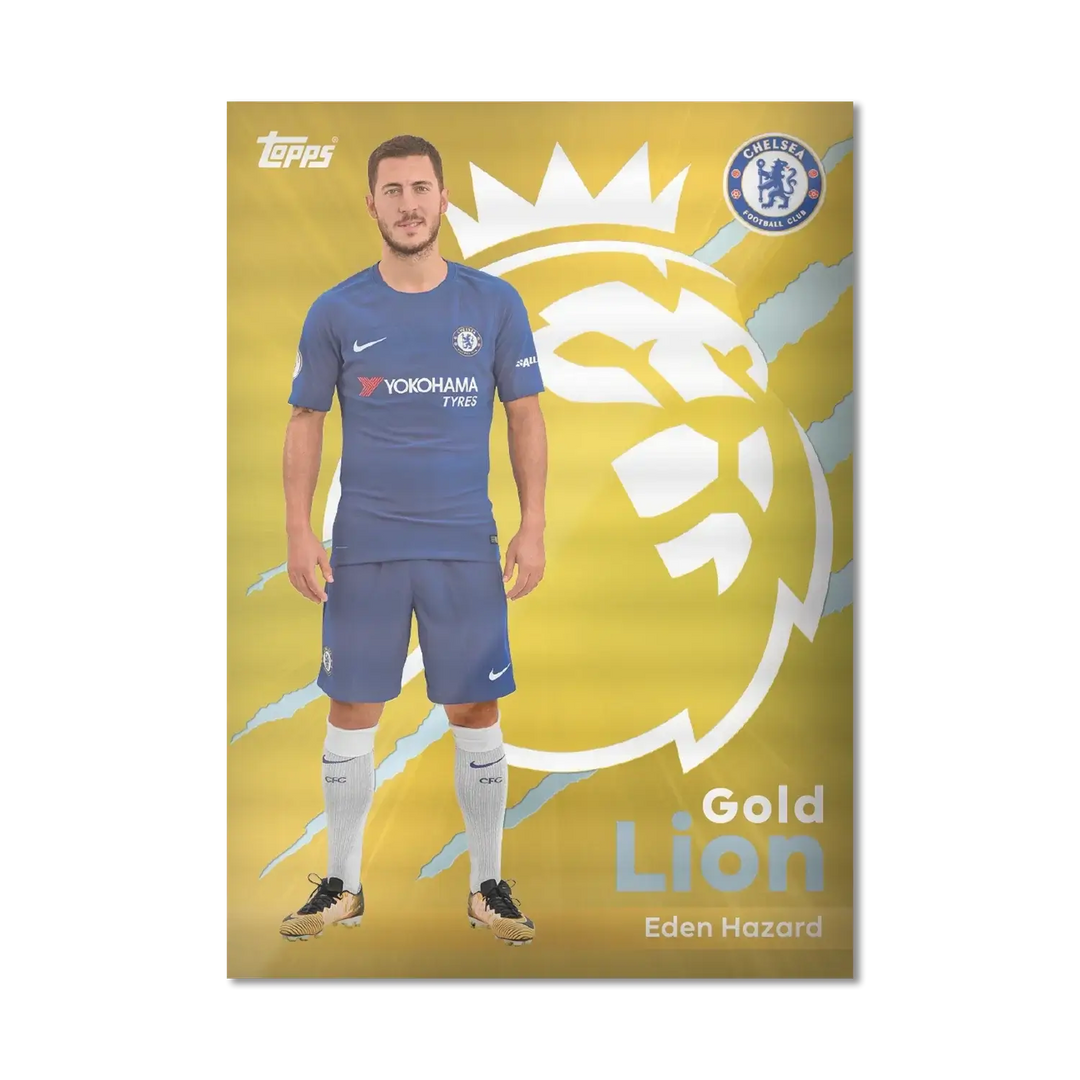 Topps Premier League 2026 trading card featuring Eden Hazard as the Gold Lion card.