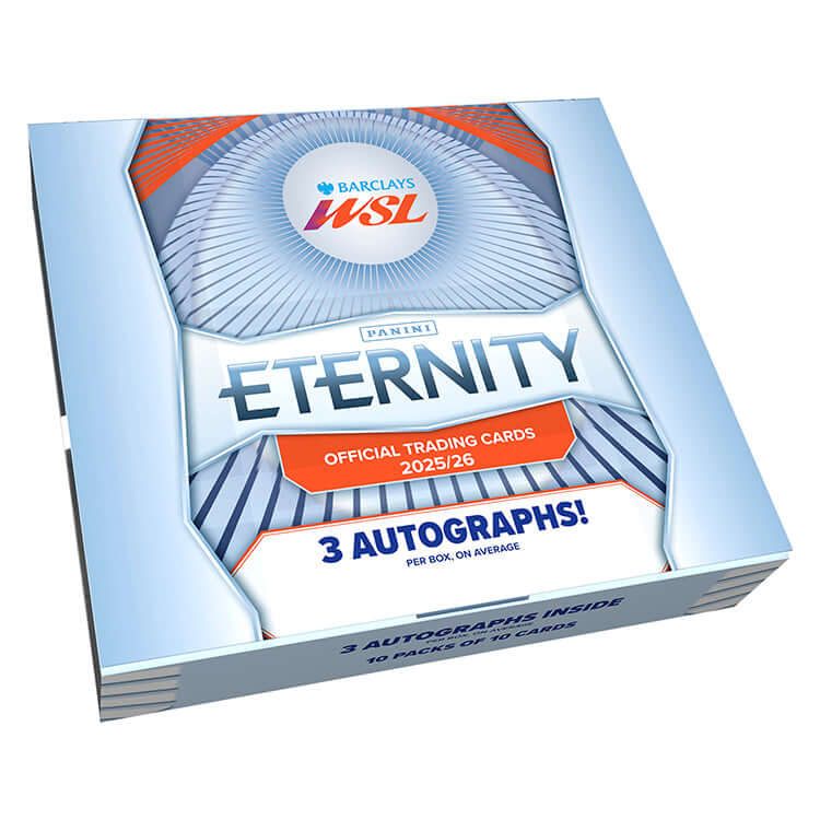 WSL Eternity trading card hobby box featuring 3 autographs per box and official trading cards for 2025/26 season.