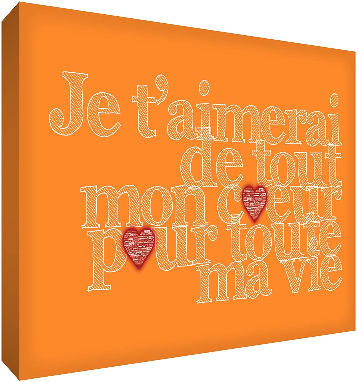 Feel Good ArtCanvas Art with French Text - J'aimerai de tout mon coeur pour toute la vieSize Name: 20 x 30 cmColour Name: Orangenursery artEarthlets