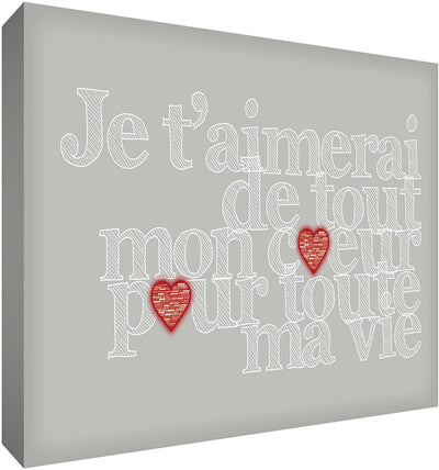 Feel Good ArtCanvas Art with French Text - J'aimerai de tout mon coeur pour toute la vieSize Name: 60 x 91 cmColour Name: Graynursery artEarthlets