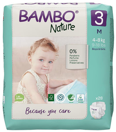 Bambo NatureSize 3 Nappies - 28 packdisposable nappies size 3Earthlets