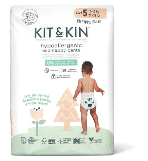 Kit and Kin Size 5 Eco Disposable Nappy Pants - 20 pack potty training disposable pants Earthlets