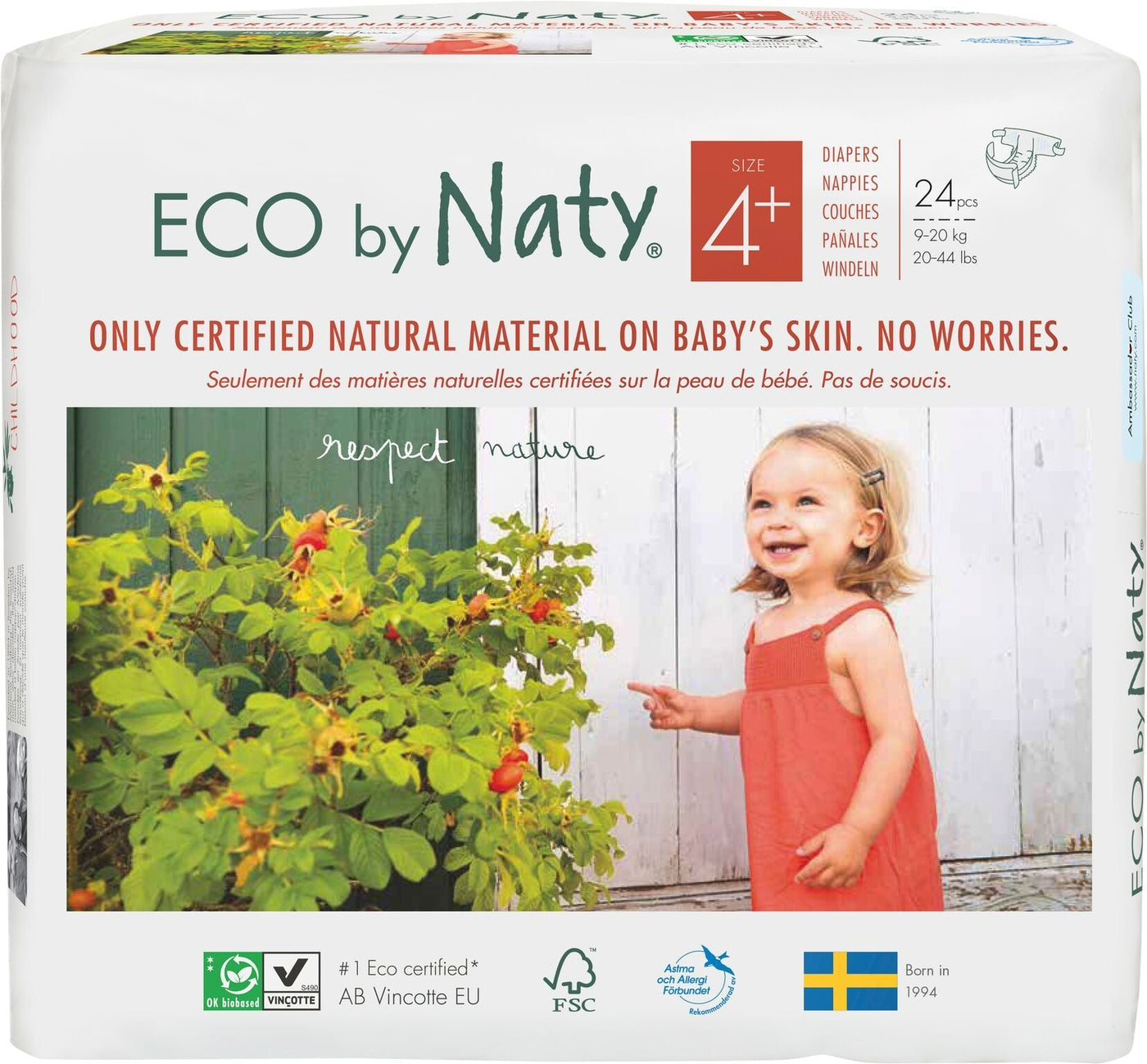 NatySize 4+ Nappies - 24 packMulti Pack: 1disposable nappies size 4 plusEarthlets